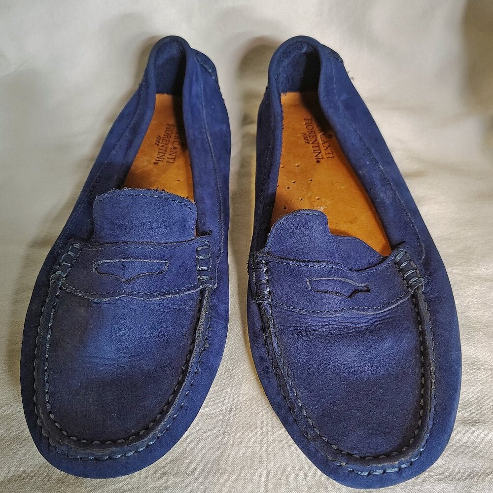 Mercanti Fiorentini Blue Suede Loafers  Italian Craftsmanship Size 8